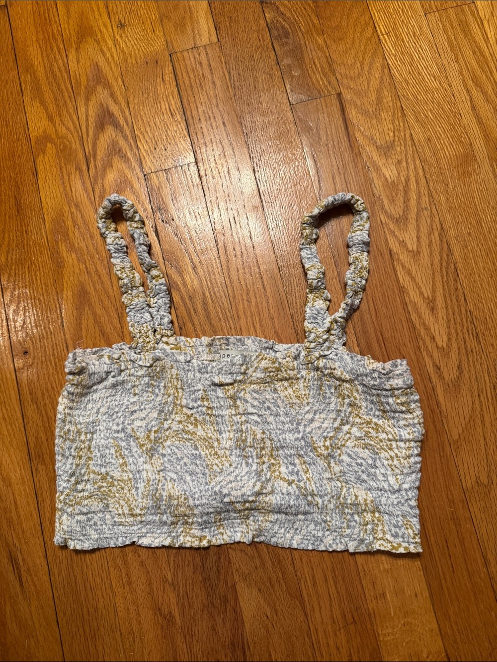 Paper Crane White & Gold Smocked Cropped Tank